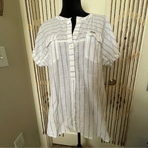 Columbia Cotton Blue & White Stripe Button Down Shirt XL